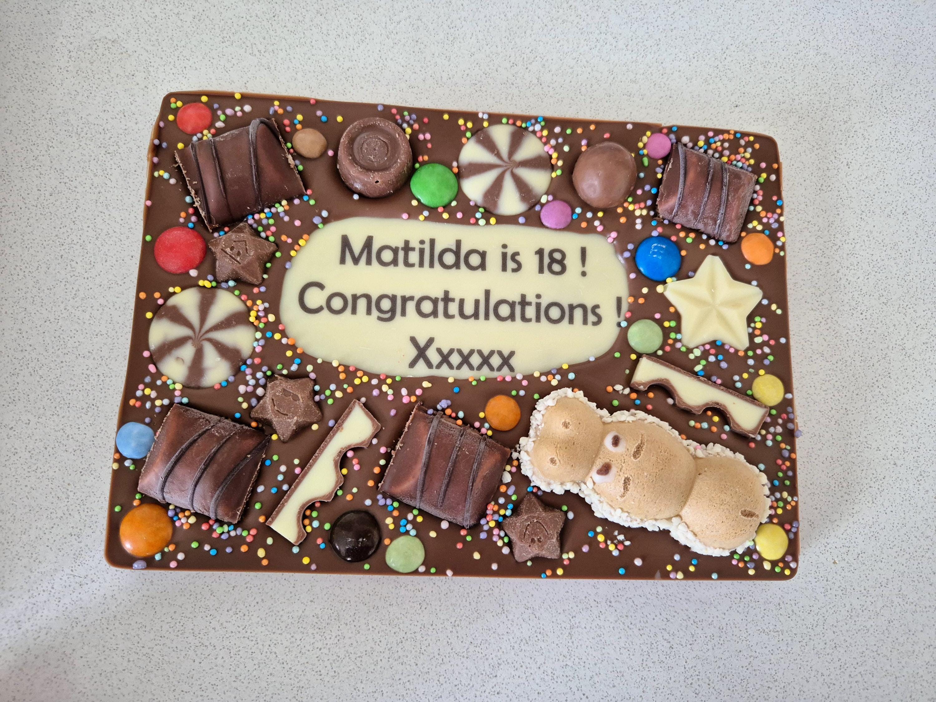 Personalised Chocolate Slab Printed Custom Message, Birthday Gift or any Occasion