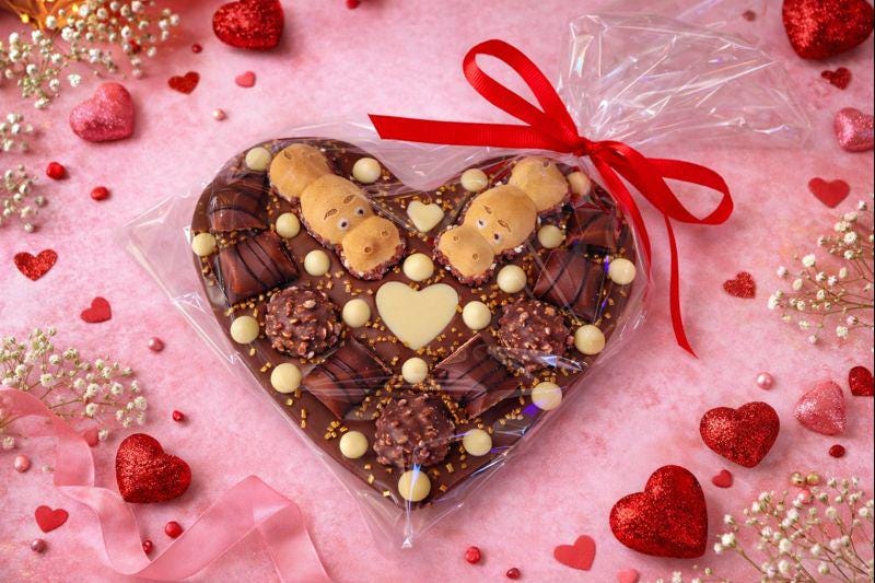 Milk Chocolate Heart with Kinder Bueno, Ferrero Rocher & Happy Hippo, Love Gift