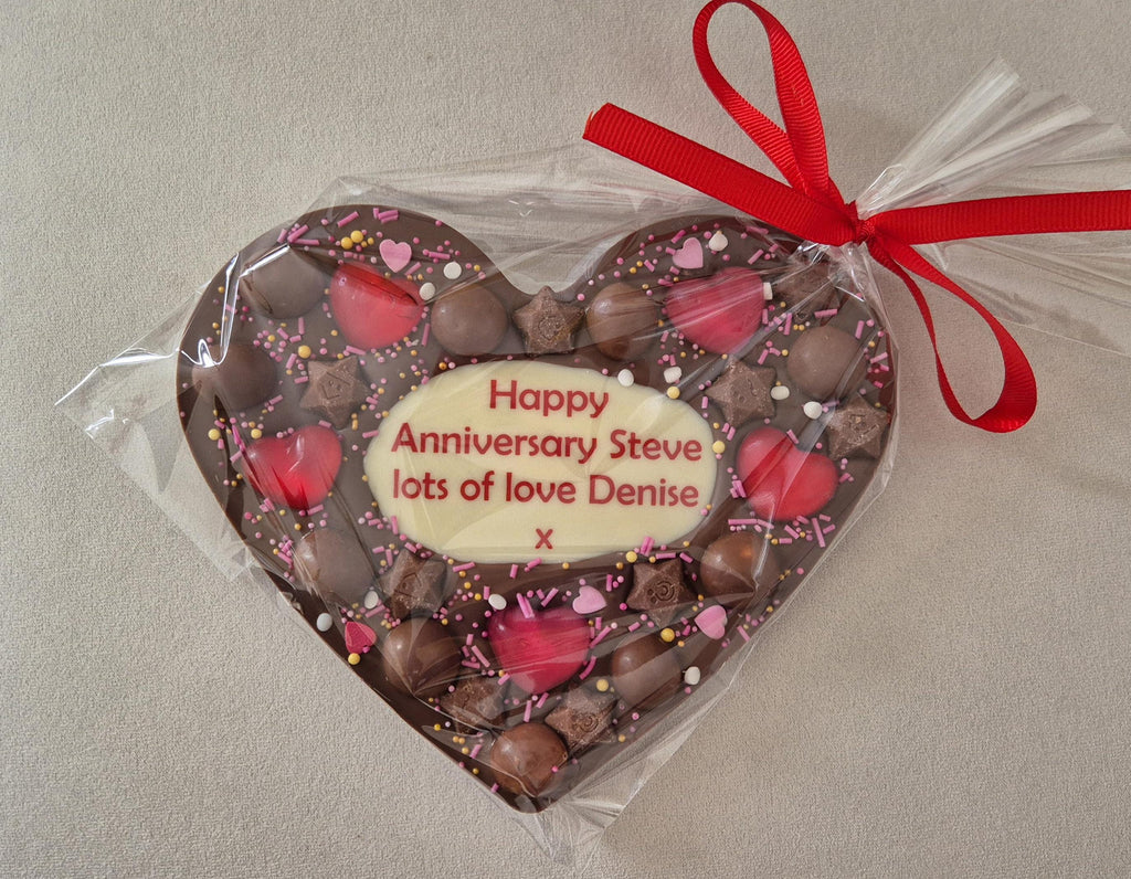 Personalised Chocolate Heart Printed Custom Message, Love Gift, Anniversary or any Occasion