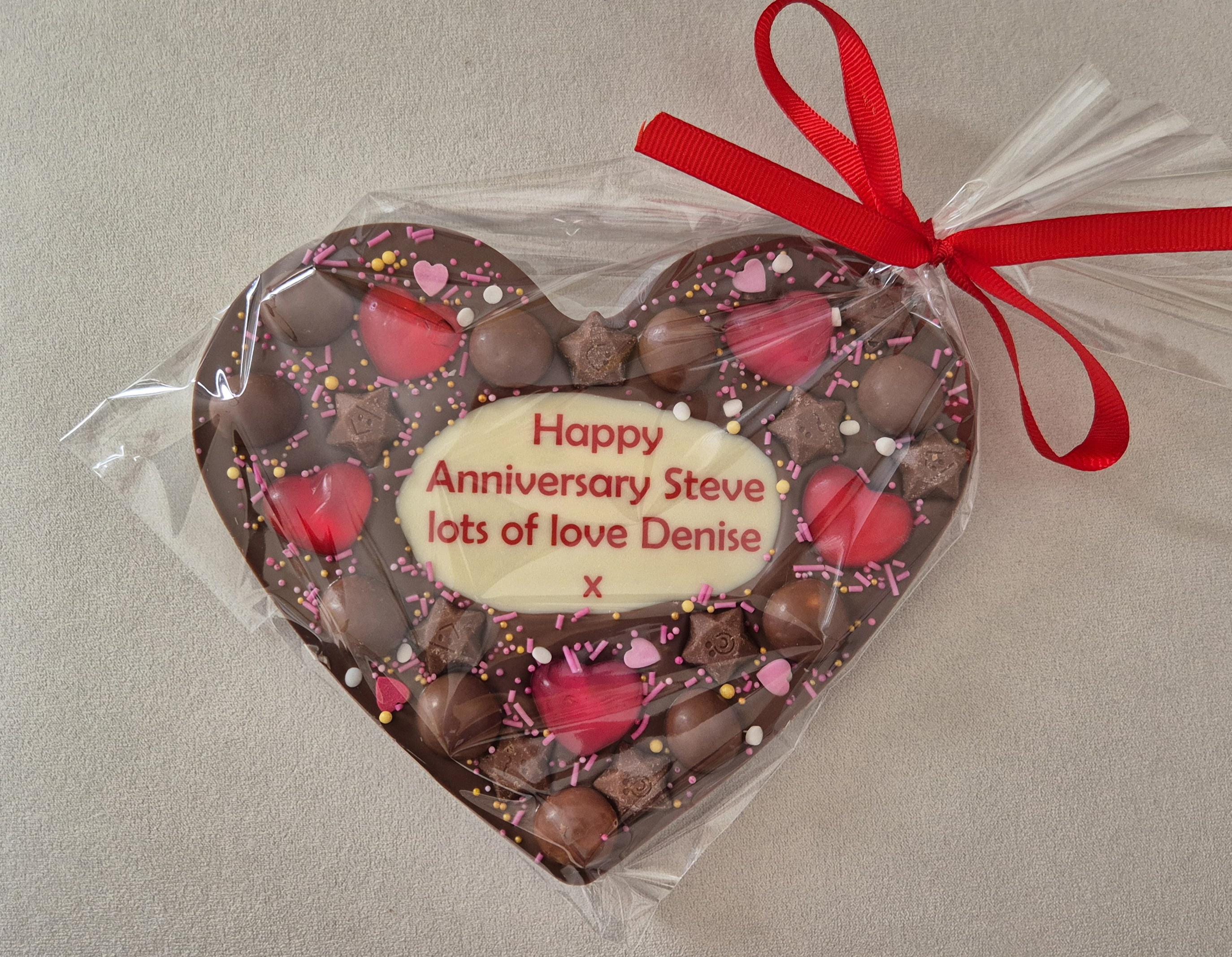 Personalised Chocolate Heart Printed Custom Message, Love Gift, Anniversary or any Occasion