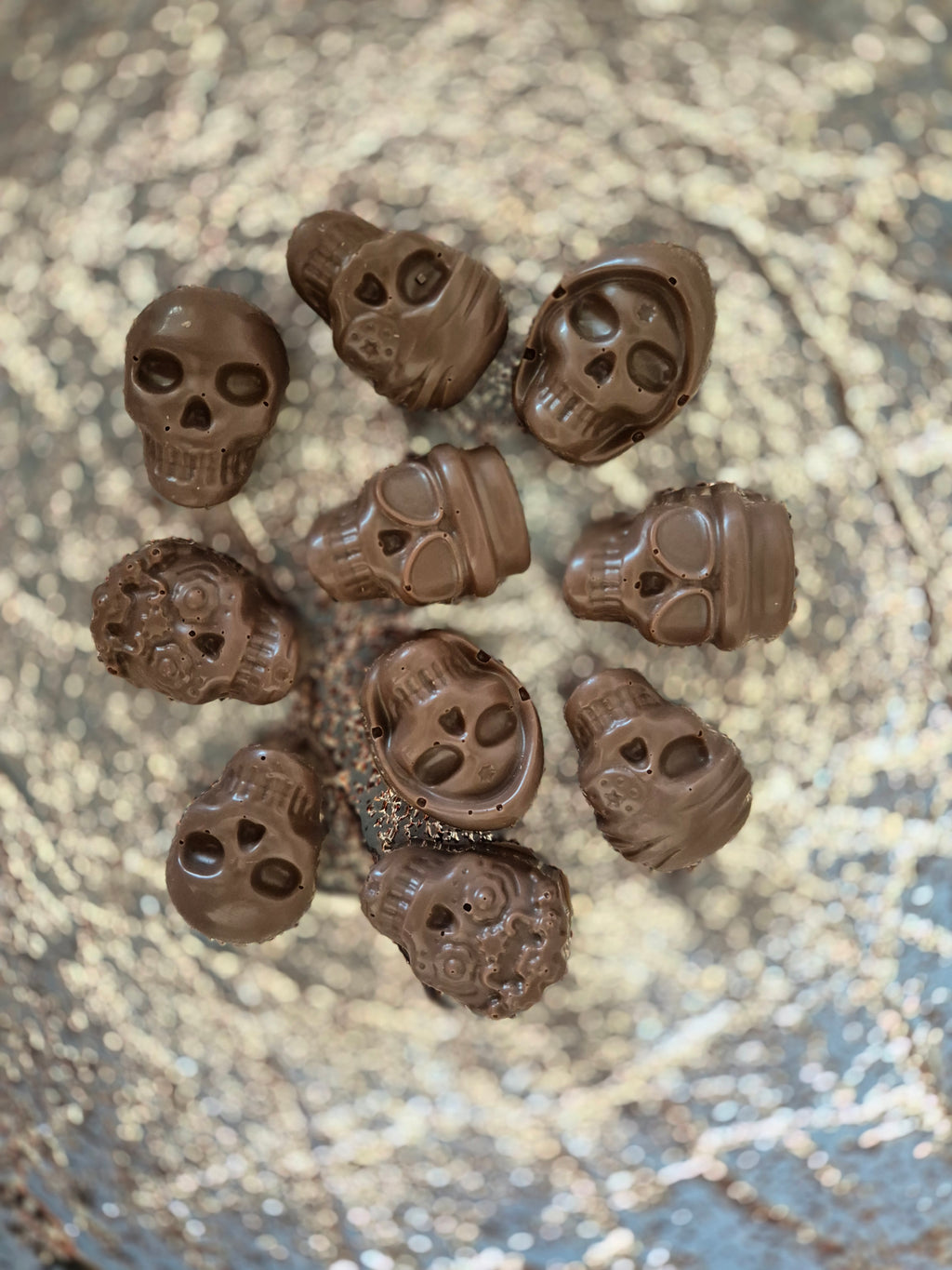 Set of 10 Milk Chocolate Skulls, Halloween Party Gift