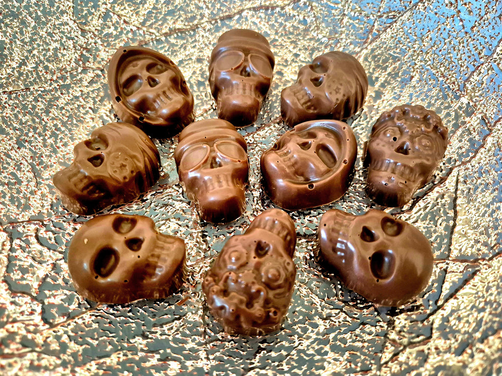 Set of 10 Milk Chocolate Skulls, Halloween Party Gift