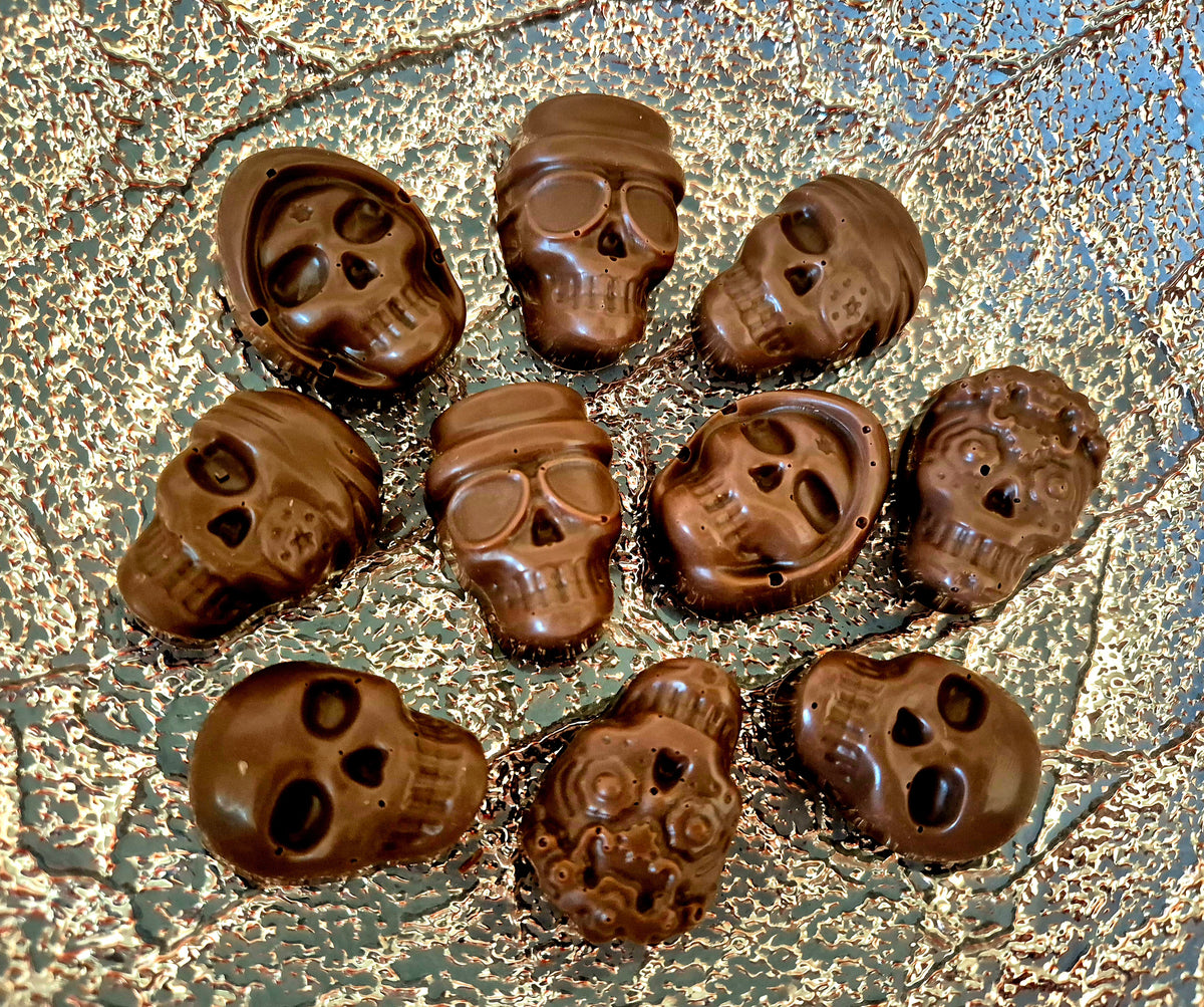Set of 10 Milk Chocolate Skulls, Halloween Party Gift