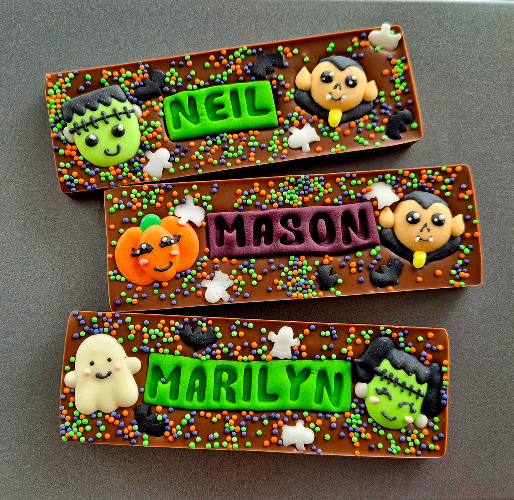 Halloween Personalised Chocolate Bar with a name, Trick or Treat