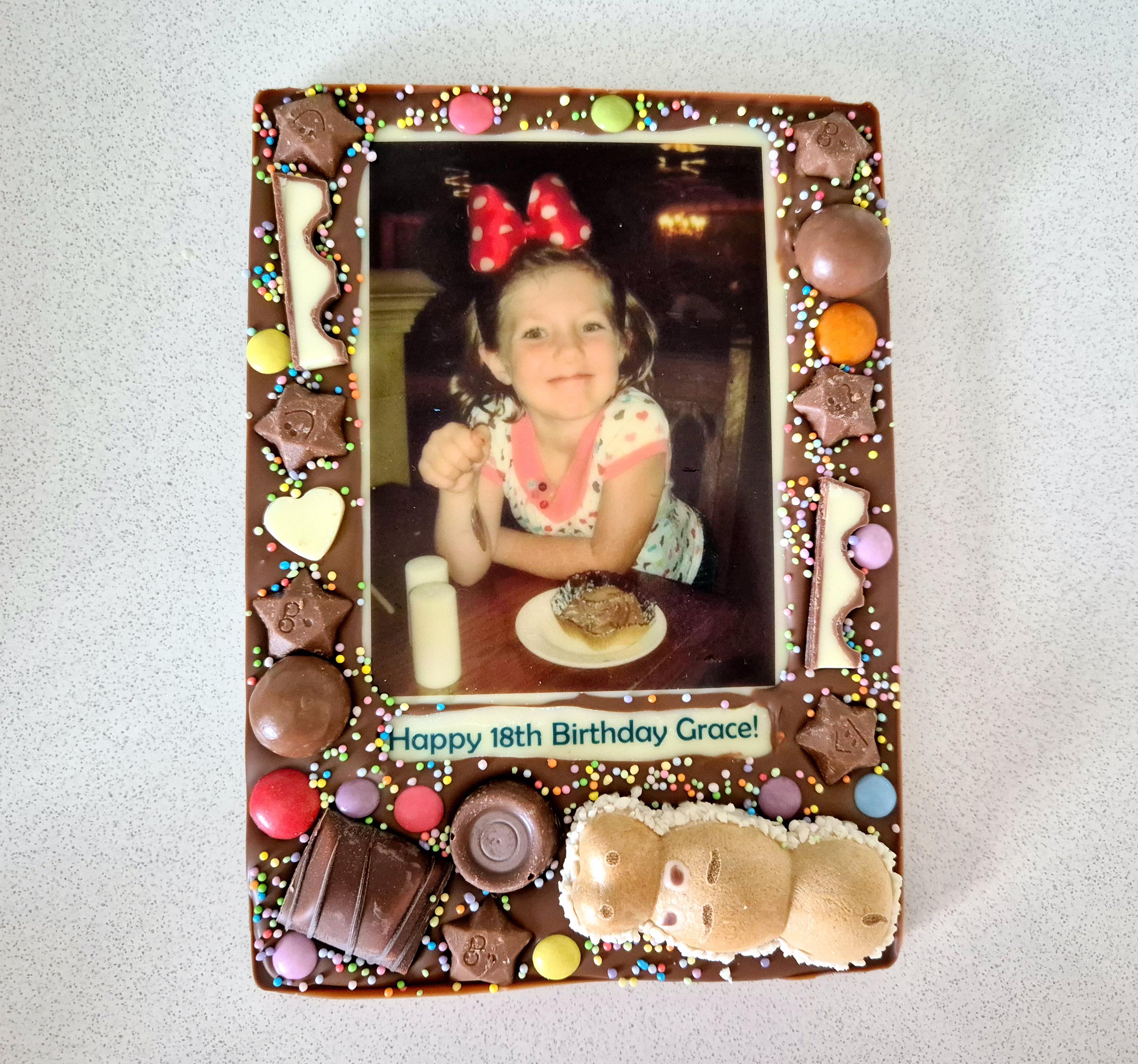Milk Chocolate with Edible Photo, Slab With Text, Birthday Gift or any Occasion