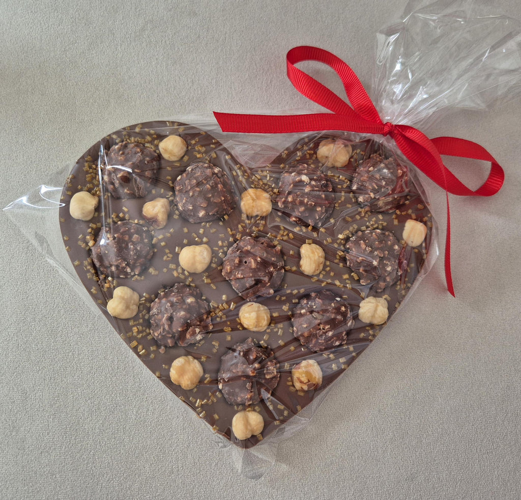 Chocolate Heart with Ferrero Rocher and Whole Roasted Hazelnuts, gift, Love Gift