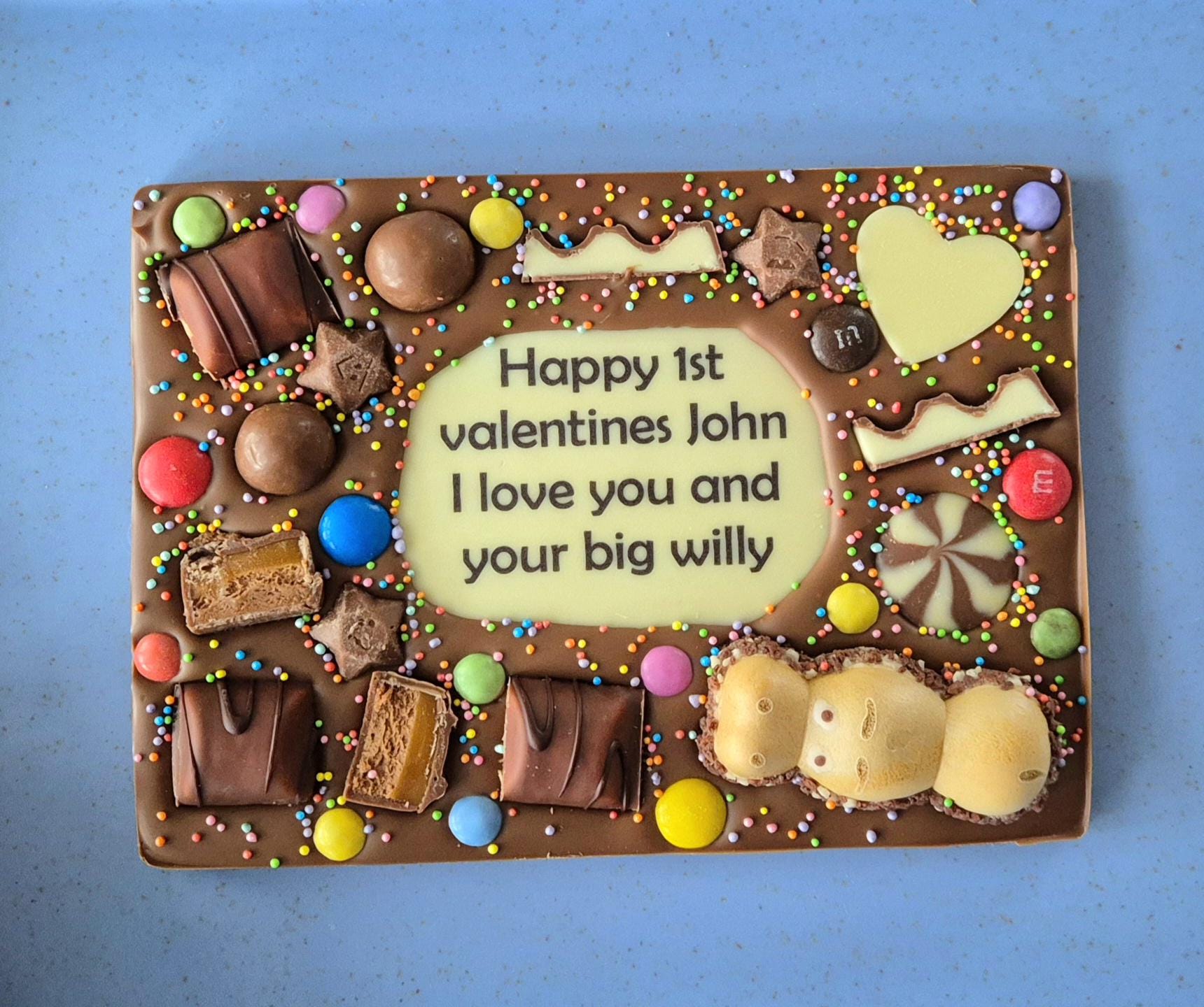 Personalised Chocolate Slab Printed Custom Message, Rude or Any Text
