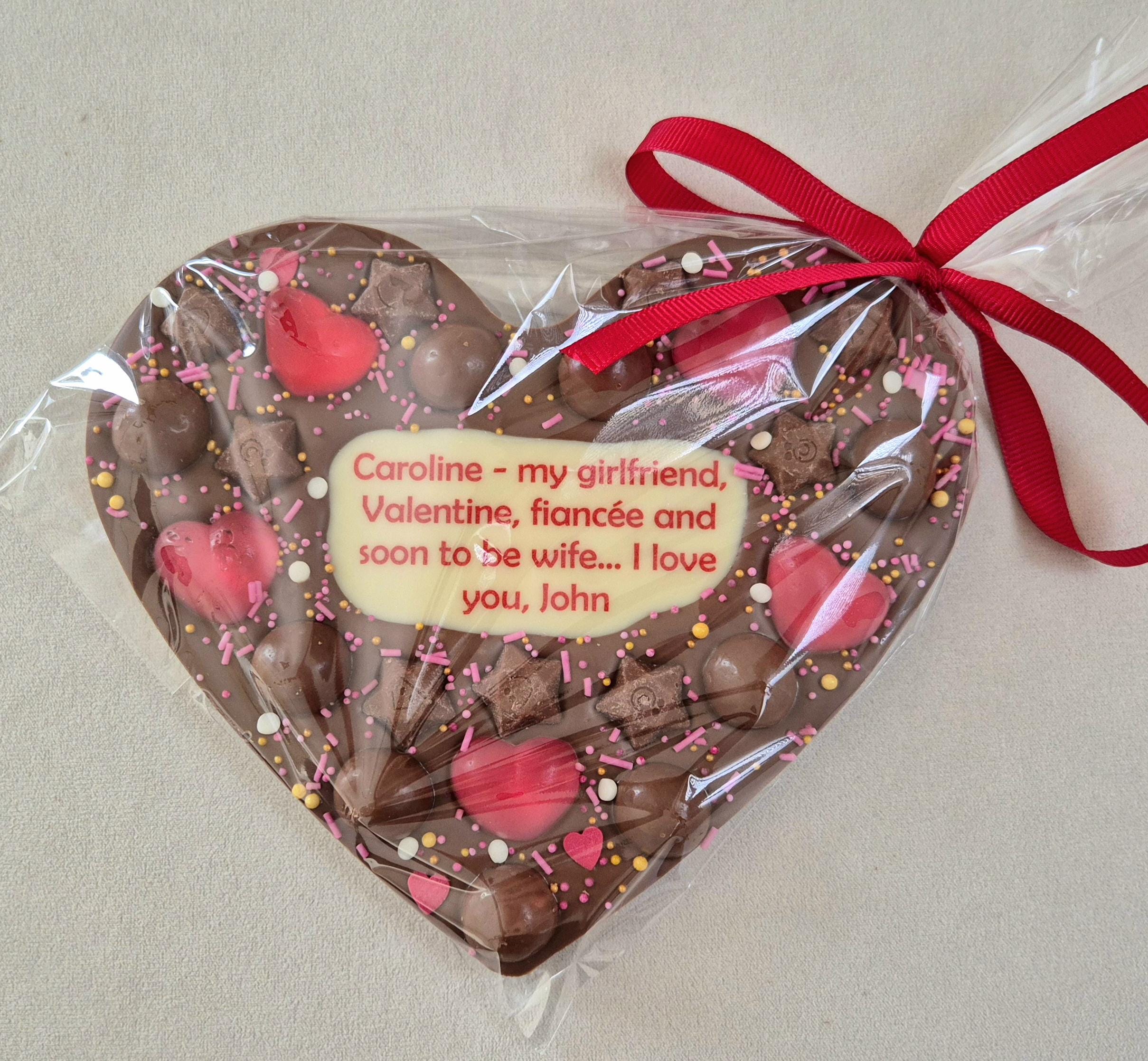 Mother's Day Personalised Chocolate Heart Printed Custom Message, Love Gift, Anniversary or any Occasion