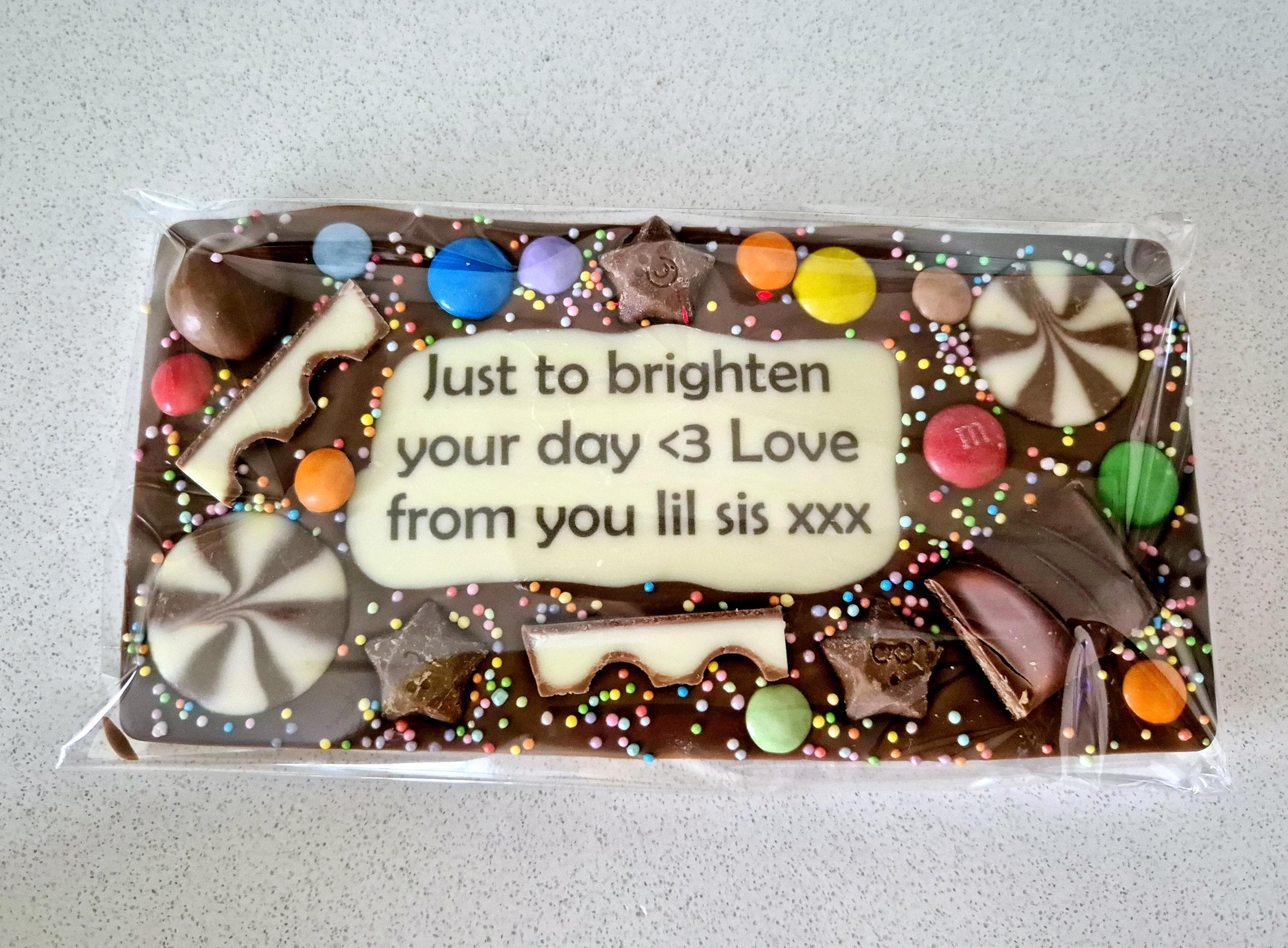 Personalised Chocolate Slab Printed Custom Message, Birthday Gift or any Occasion