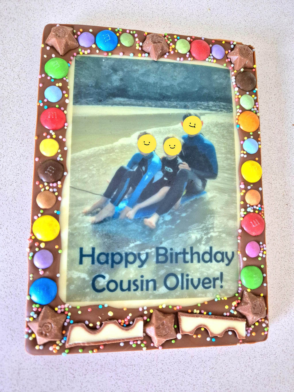 Milk Chocolate with Edible Photo, Slab With Text, Birthday Gift or any Occasion