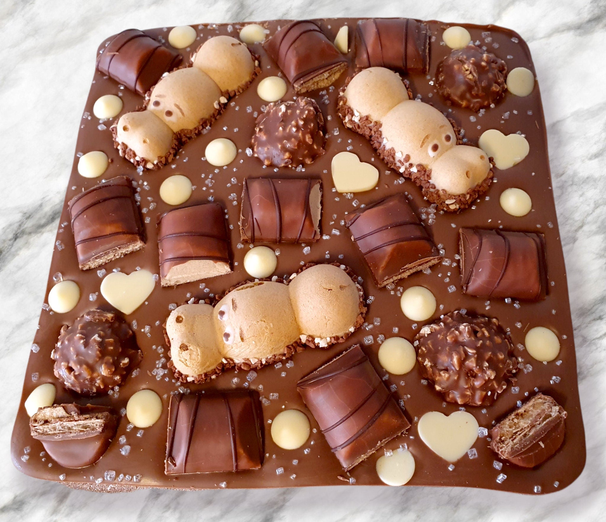 Chocolate Slab: Kinder Bueno, Happy Hippo, Ferrero Rocher Toppings