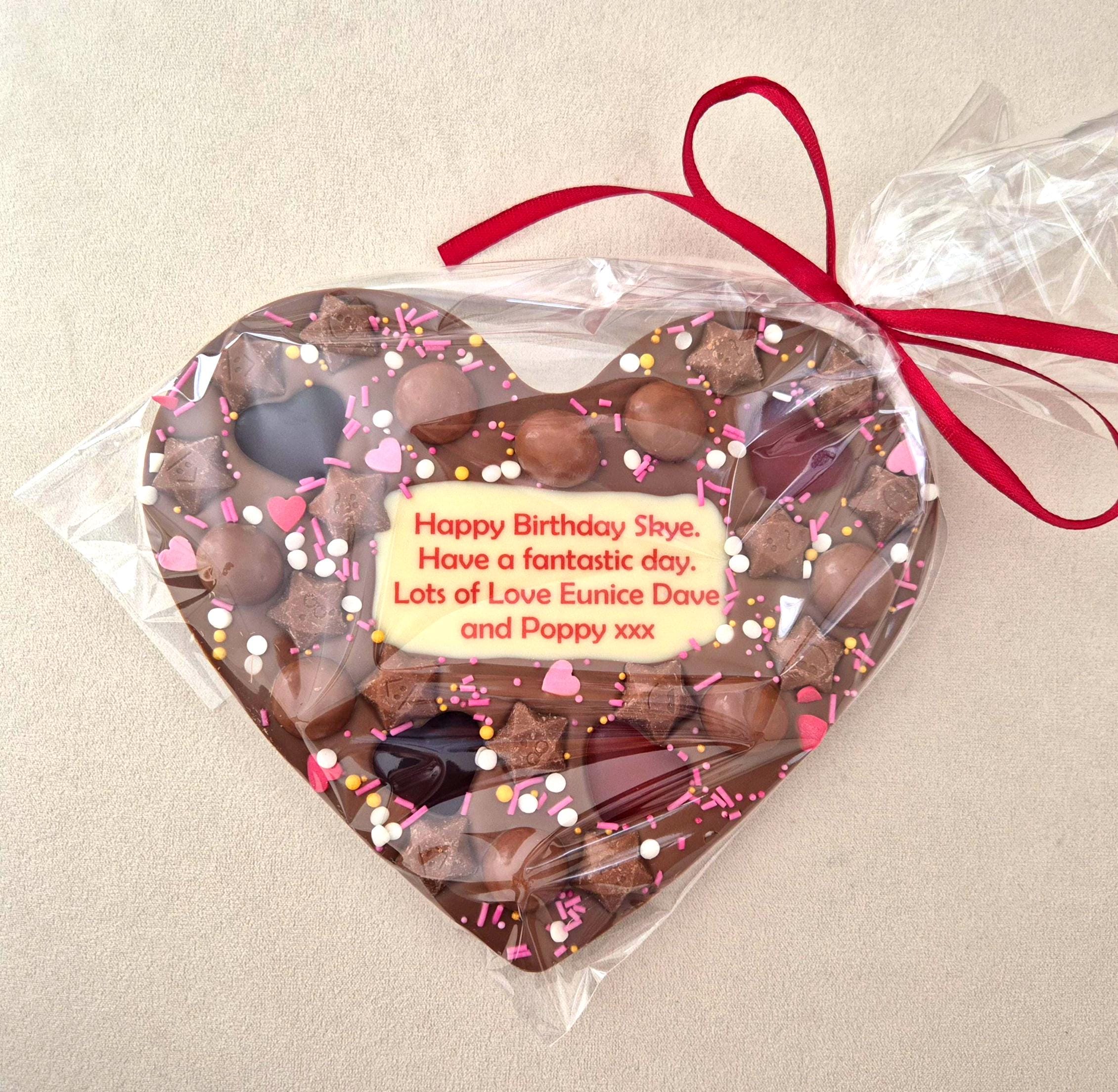 Personalised Chocolate Heart Printed Custom Message, Love Gift, Anniversary or any Occasion