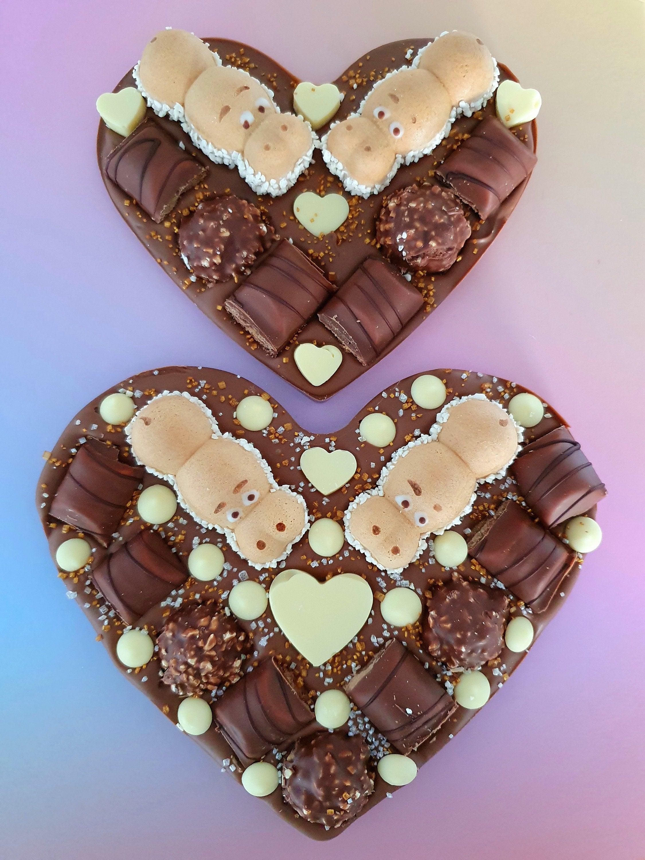 Milk Chocolate Heart with Kinder Bueno, Ferrero Rocher & Happy Hippo, Love Gift