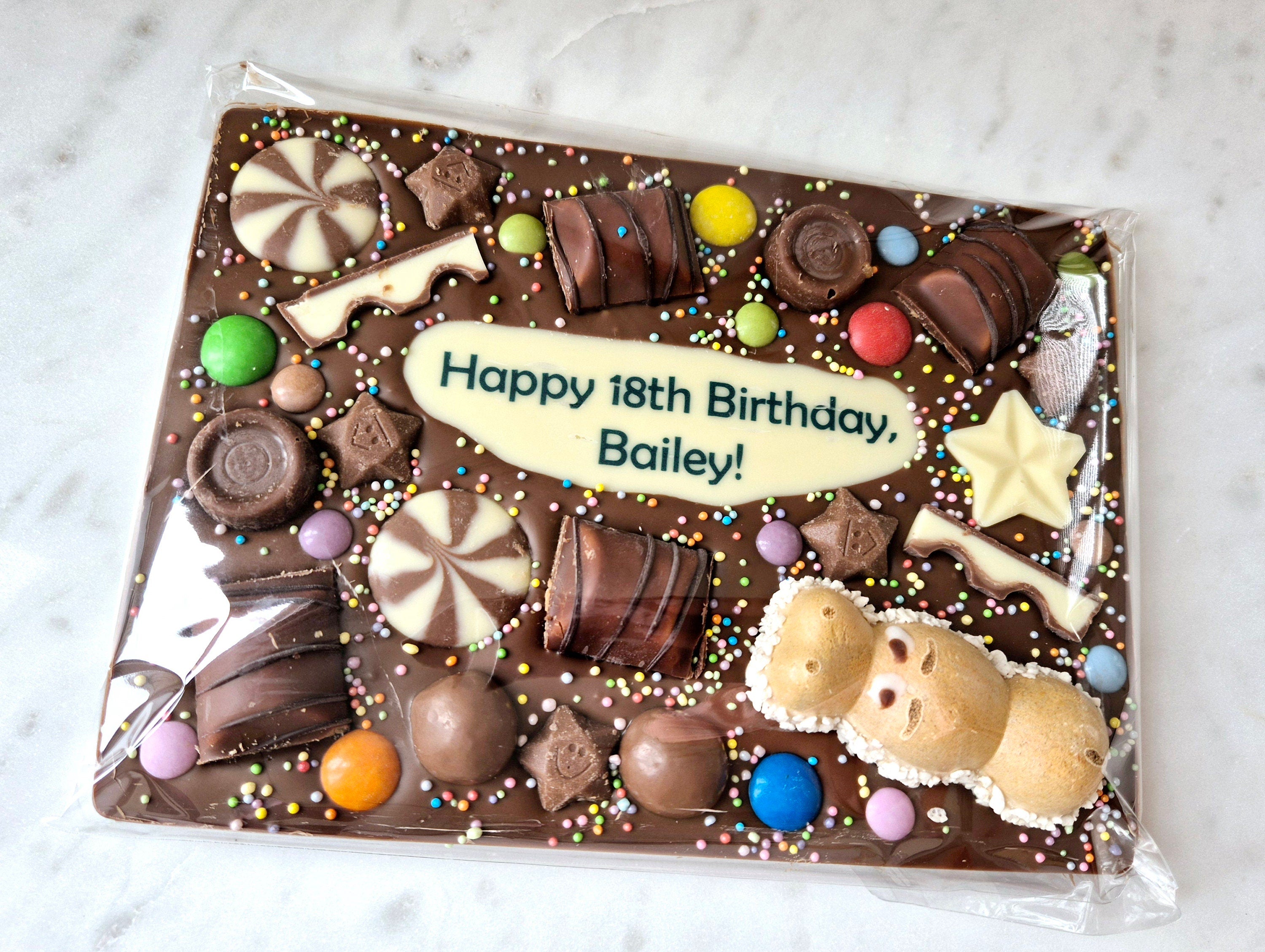 Personalised Chocolate Slab Printed Custom Message, Birthday Gift or any Occasion
