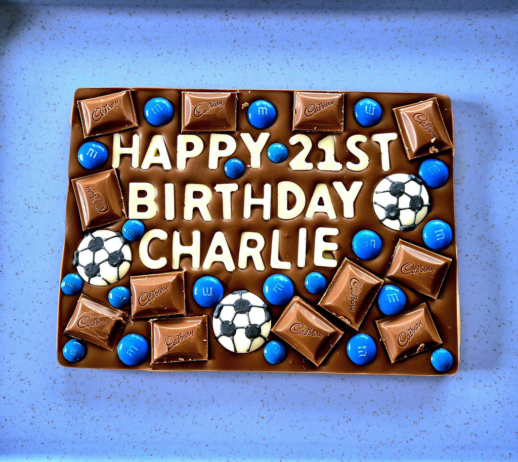 Football Style Personalised Chocolate Slab, any Occasion, any Message, gift