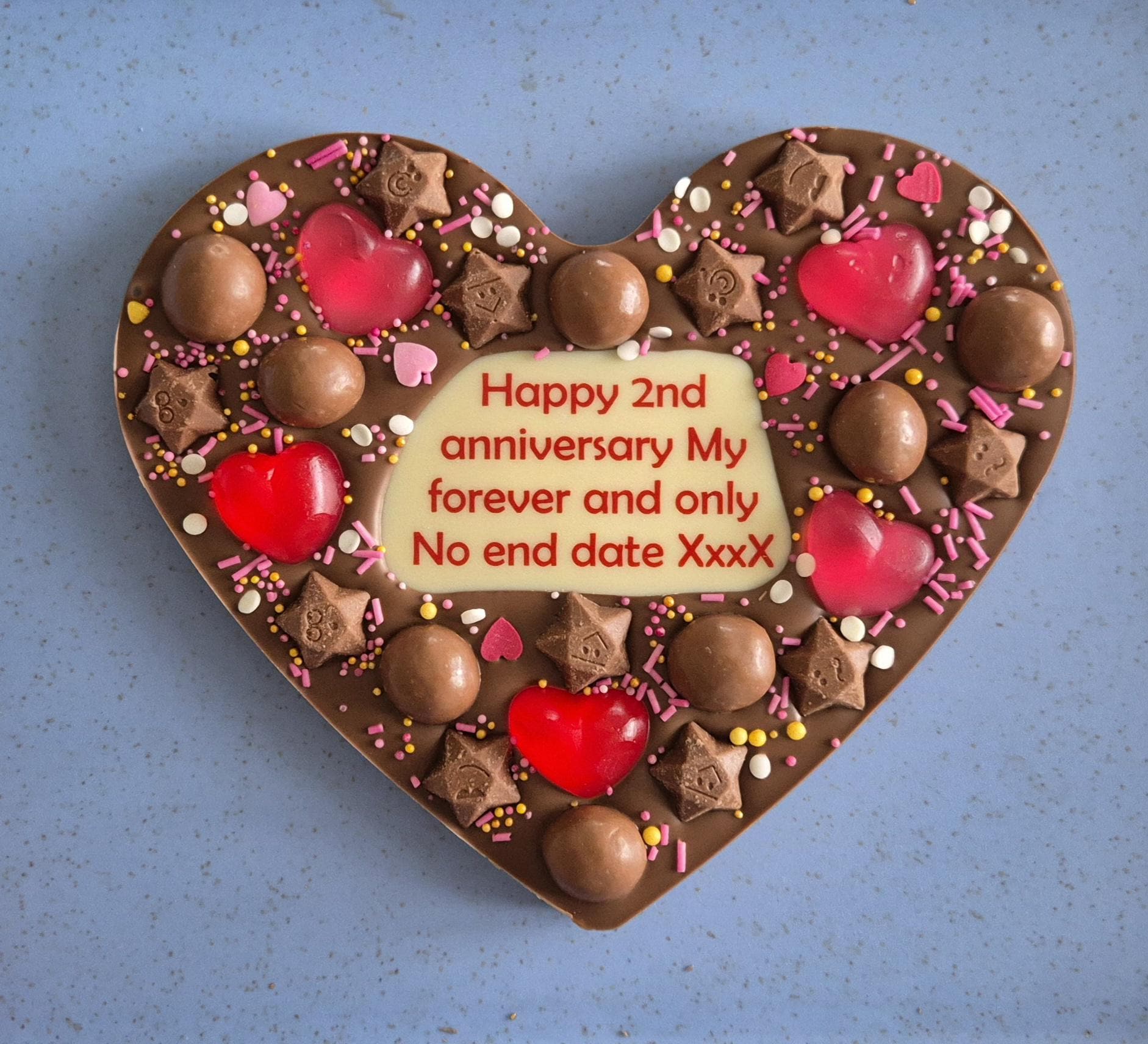 Personalised Chocolate Heart Printed Custom Message, Love Gift, Anniversary or any Occasion