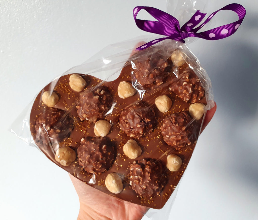 Chocolate Heart with Ferrero Rocher and Whole Roasted Hazelnuts, gift, Love Gift