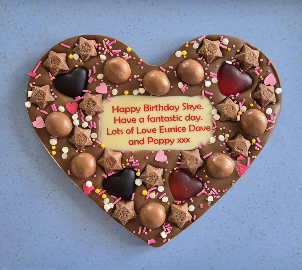 Personalised Chocolate Heart Printed Custom Message, Love Gift, Anniversary or any Occasion