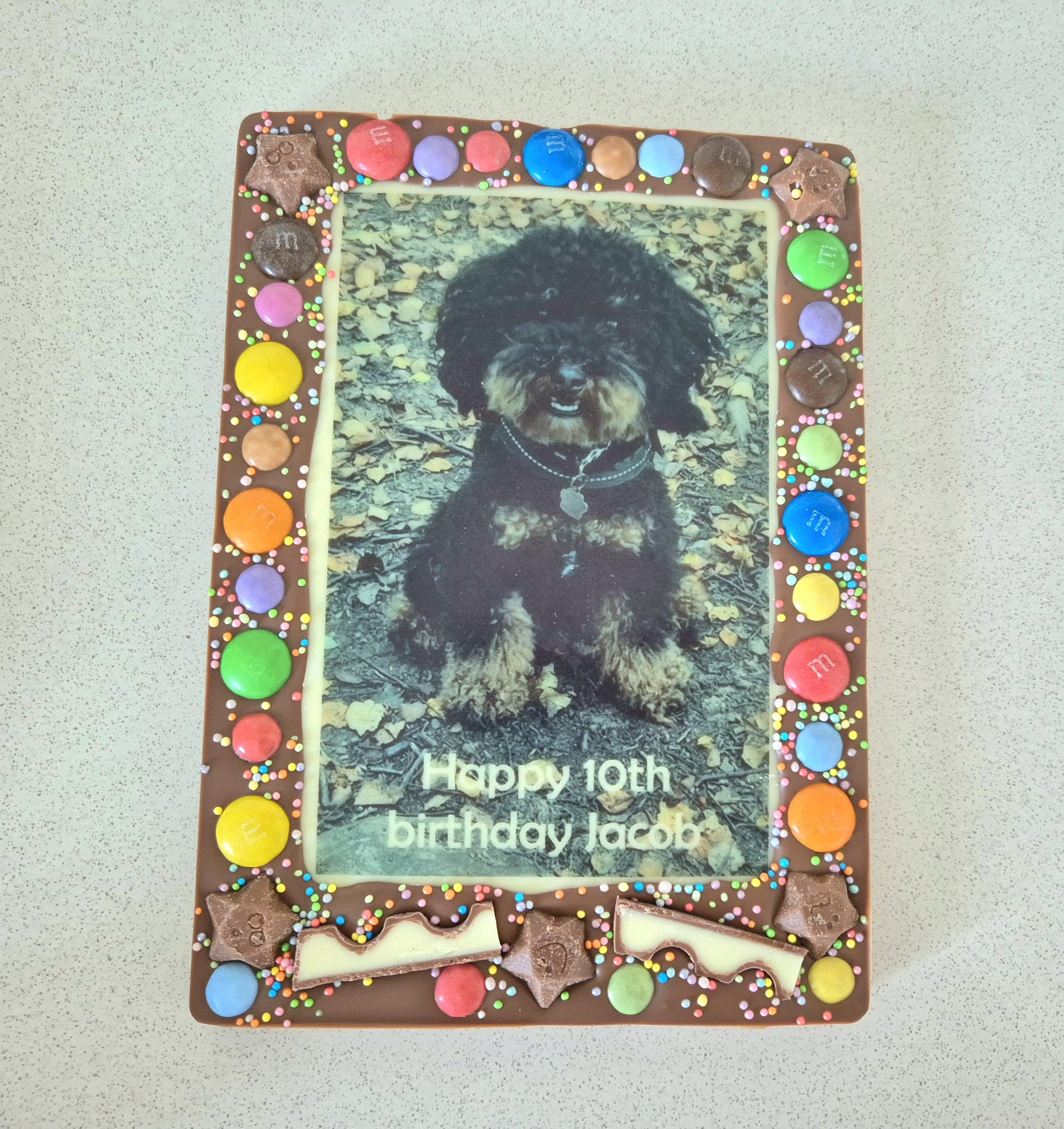 Milk Chocolate with Edible Photo, Slab With Text, Birthday Gift or any Occasion
