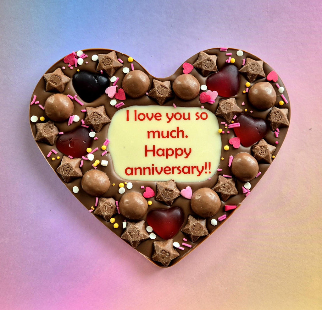 Personalised Chocolate Heart Printed Custom Message, Love Gift, Anniversary or any Occasion