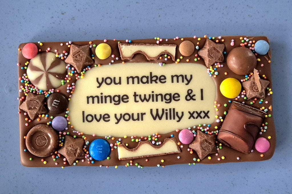 Personalised Chocolate Slab Printed Custom Message, Rude or Any Text
