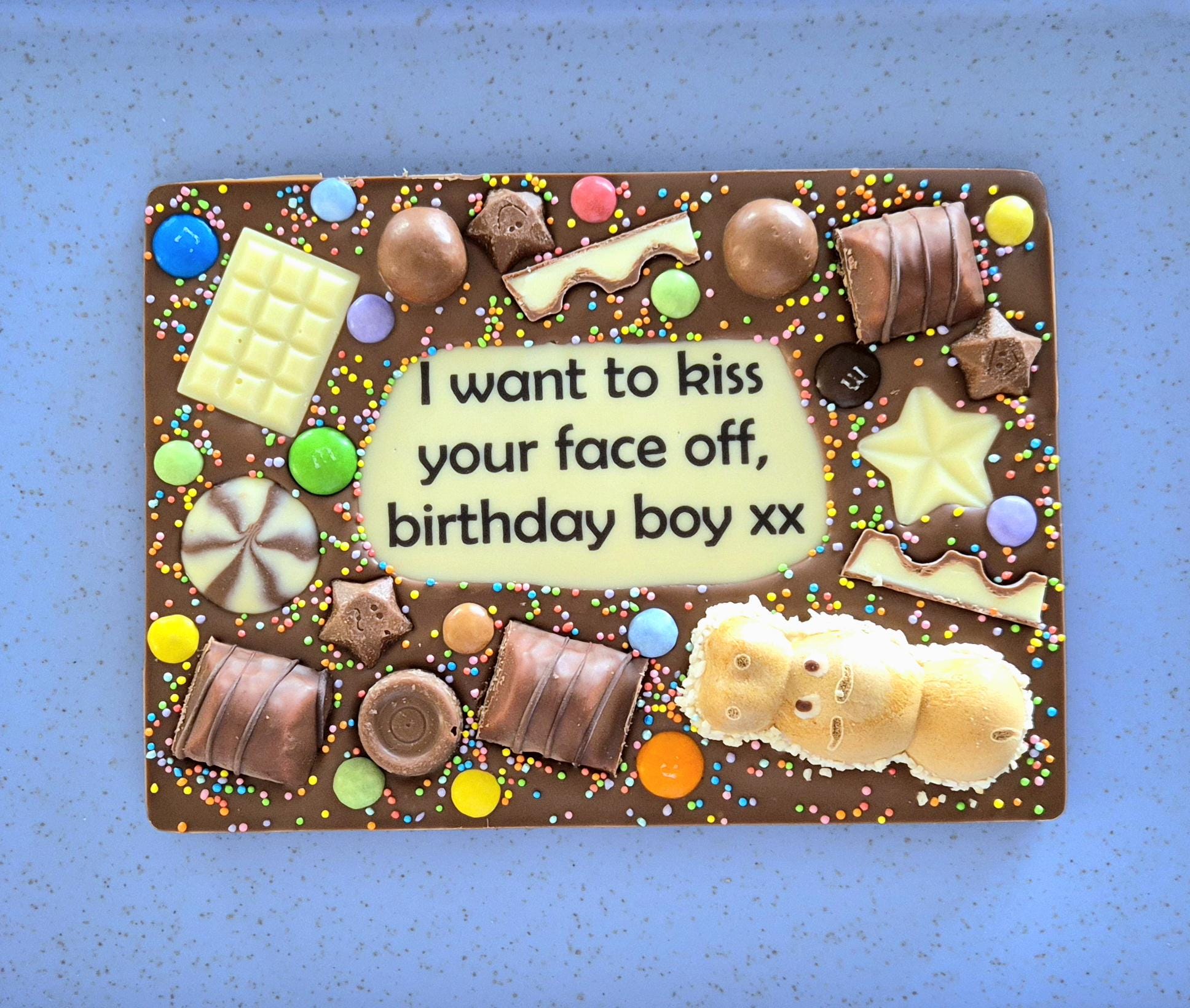 Personalised Chocolate Slab Printed Custom Message, Birthday Gift or any Occasion