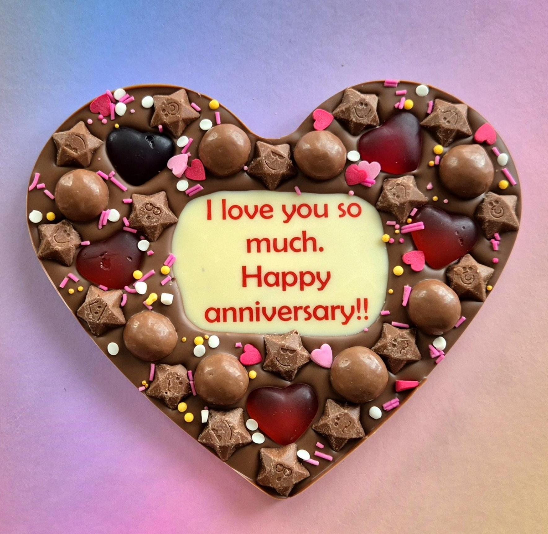 Personalised Chocolate Heart Printed Custom Message, Love Gift, Anniversary or any Occasion