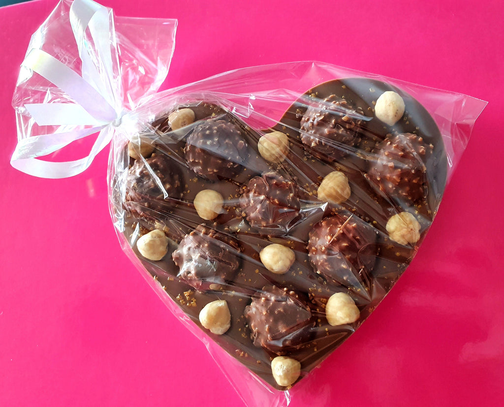 Chocolate Heart with Ferrero Rocher and Whole Roasted Hazelnuts, gift, Love Gift