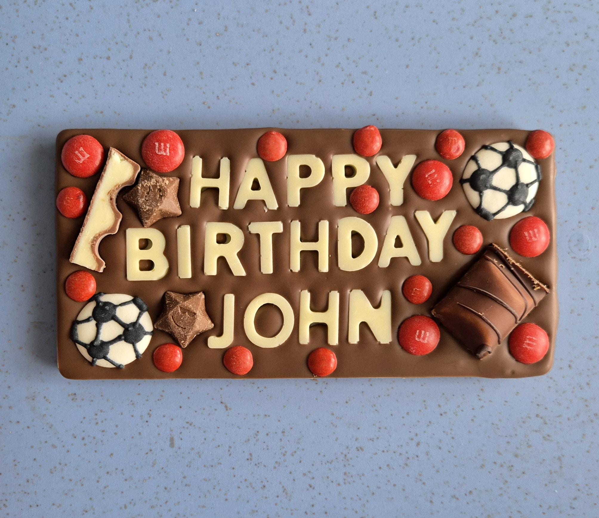 Football Style Personalised Chocolate Slab, any Occasion, any Message, gift
