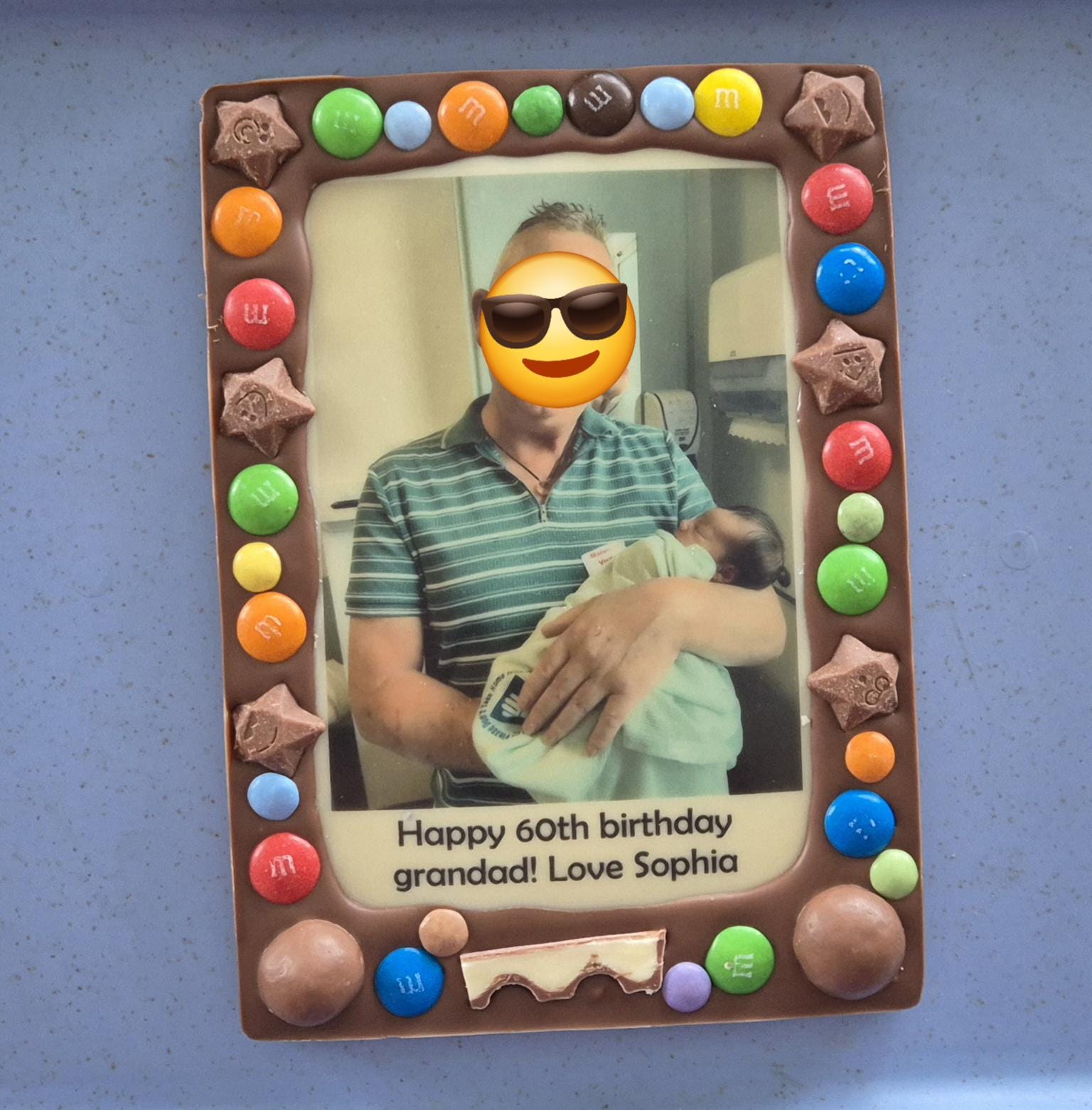 Milk Chocolate with Edible Photo, Slab With Text, Birthday Gift or any Occasion