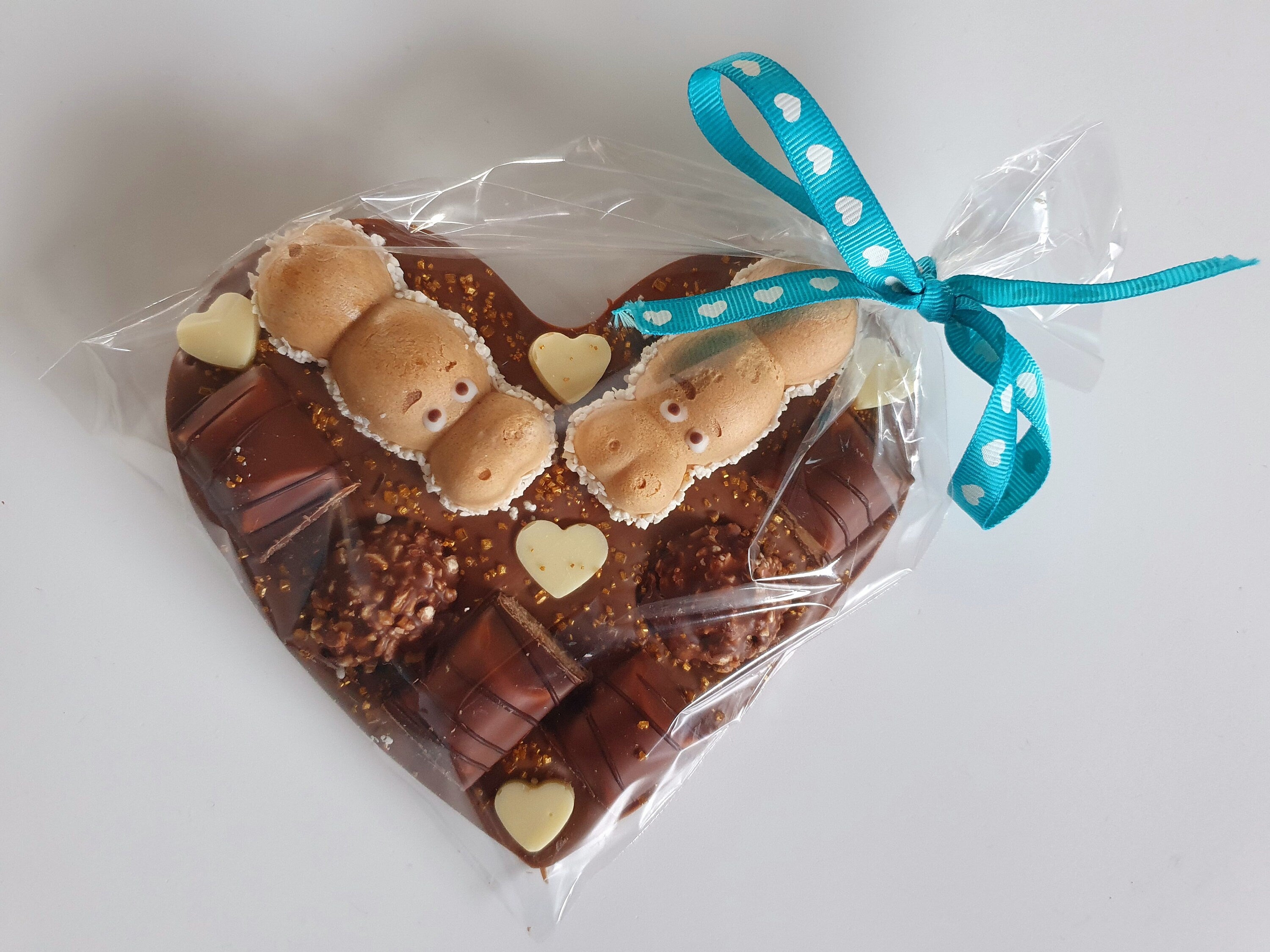 Milk Chocolate Heart with Kinder Bueno, Ferrero Rocher & Happy Hippo, Love Gift