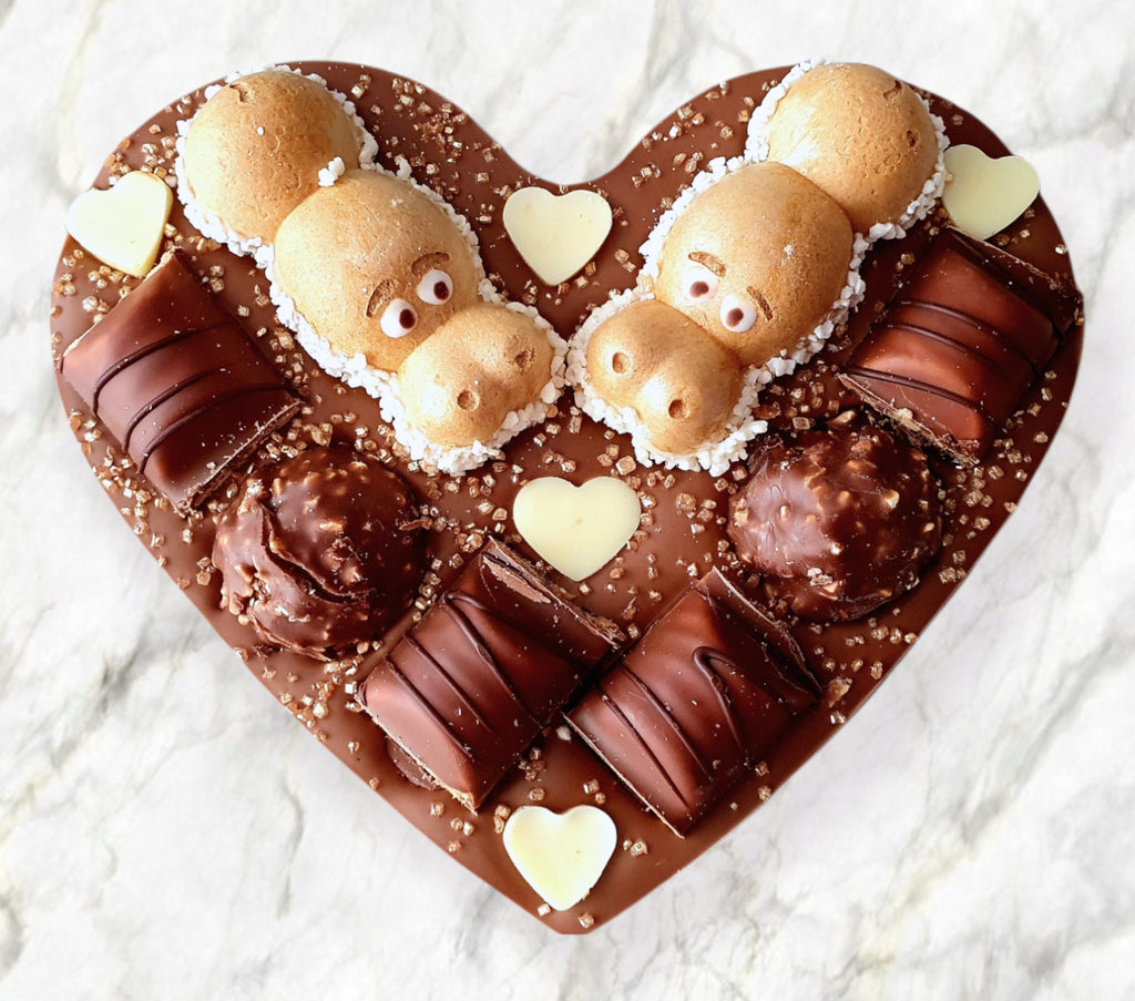 Milk Chocolate Heart with Kinder Bueno, Ferrero Rocher & Happy Hippo, Love Gift