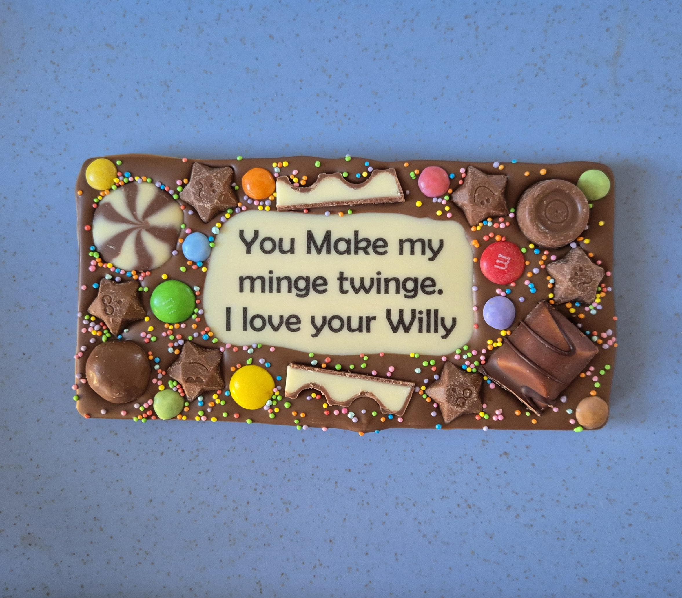 Personalised Chocolate Slab Printed Custom Message, Rude or Any Text