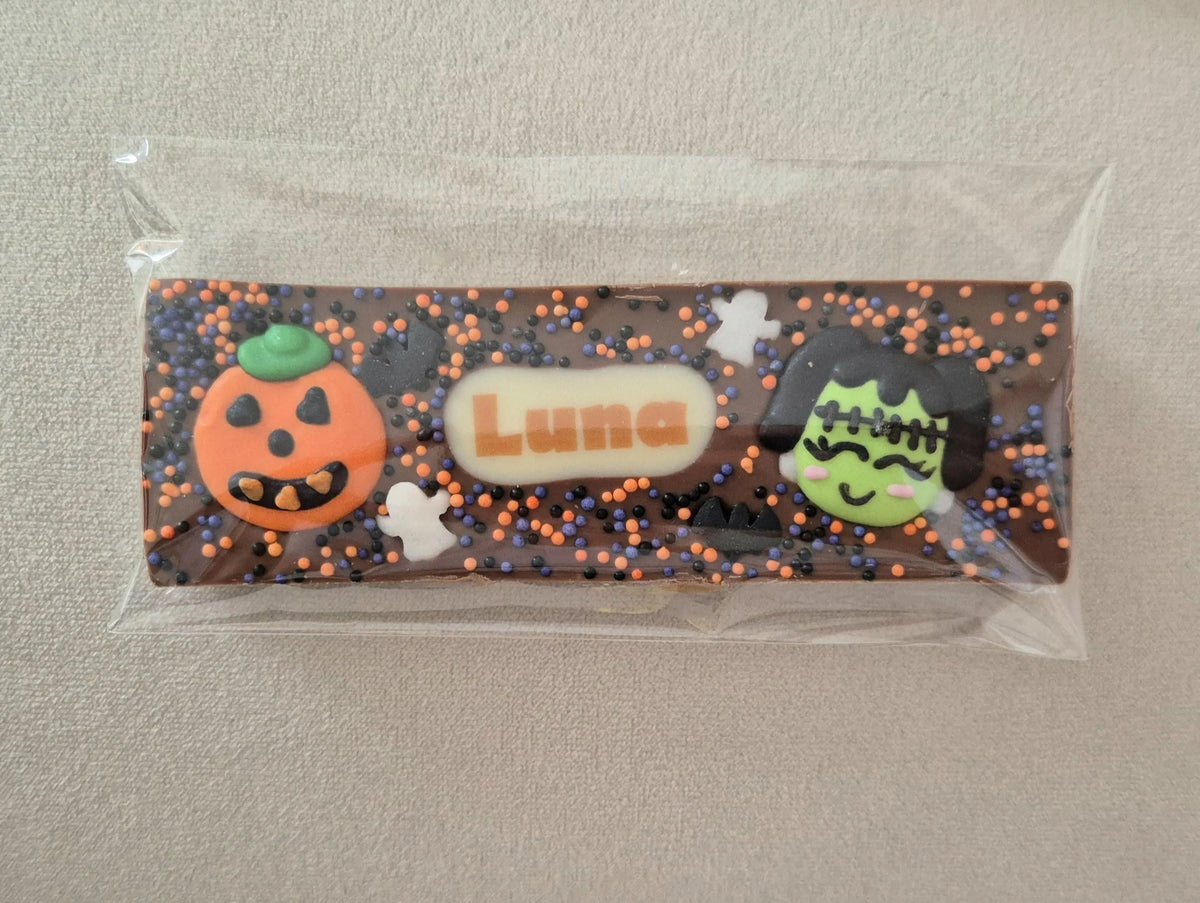 Halloween Personalised Chocolate Bar with a Printed Name, Trick or Treat