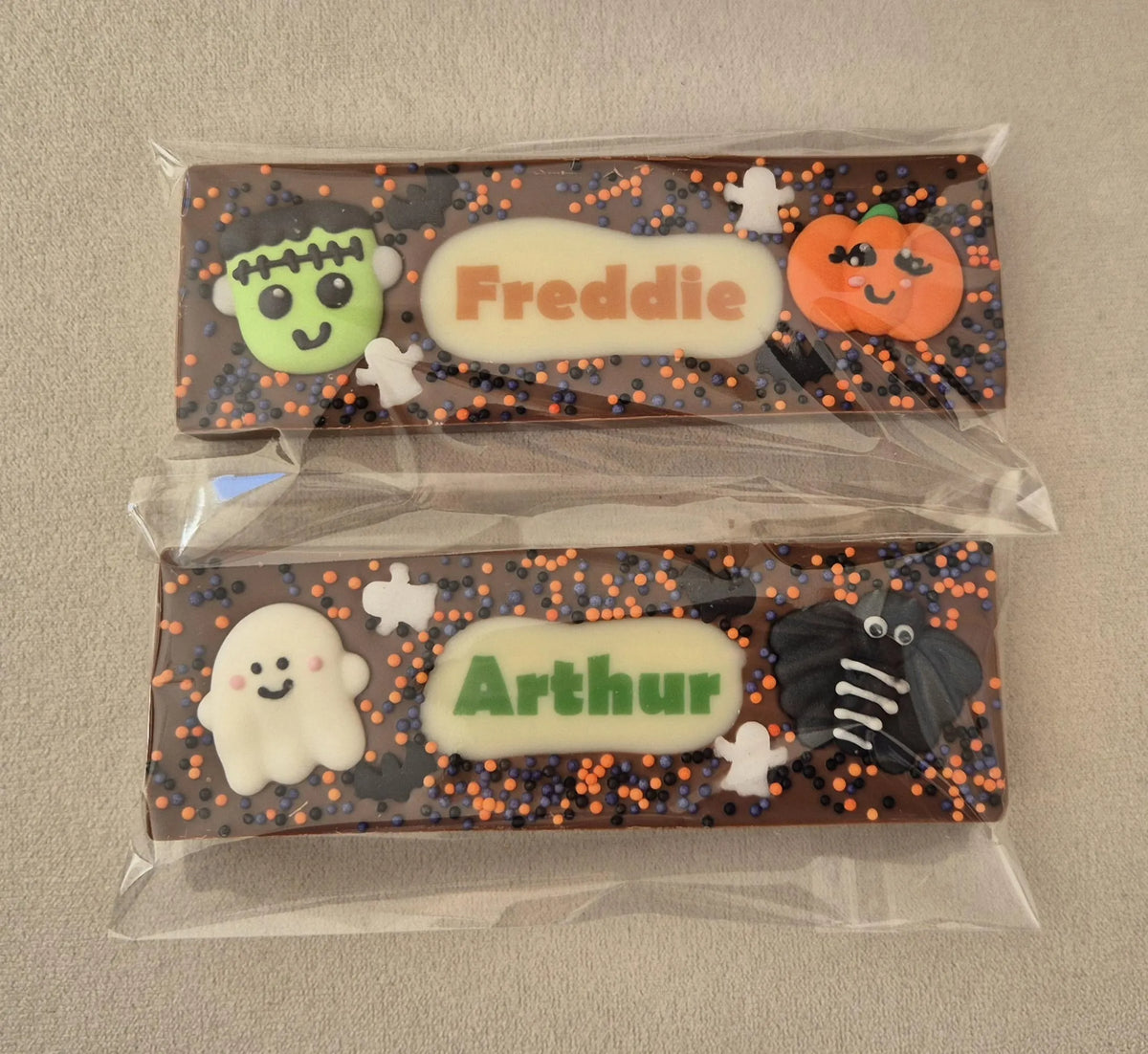 Halloween Personalised Chocolate Bar with a Printed Name, Trick or Treat