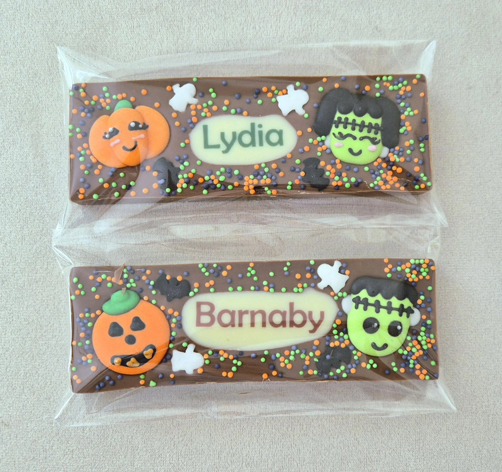 Halloween Personalised Chocolate Bar with a Printed Name, Trick or Treat