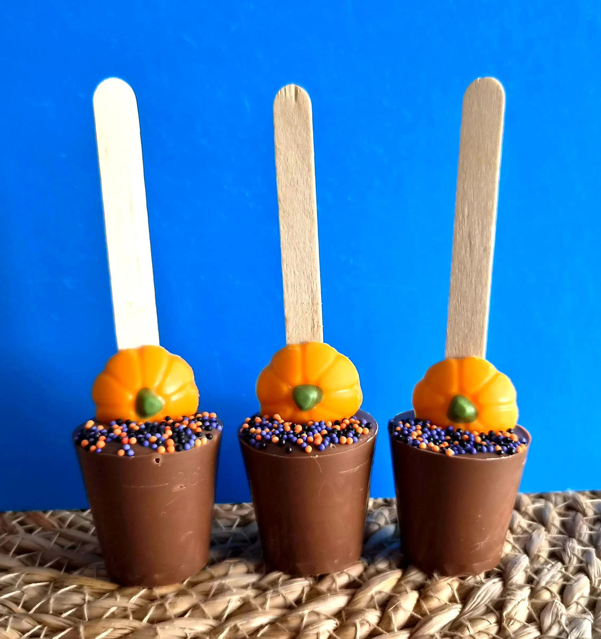 Halloween Hot Chocolate Stirrer with a Pumpkin, Spoons, Trick or Treat