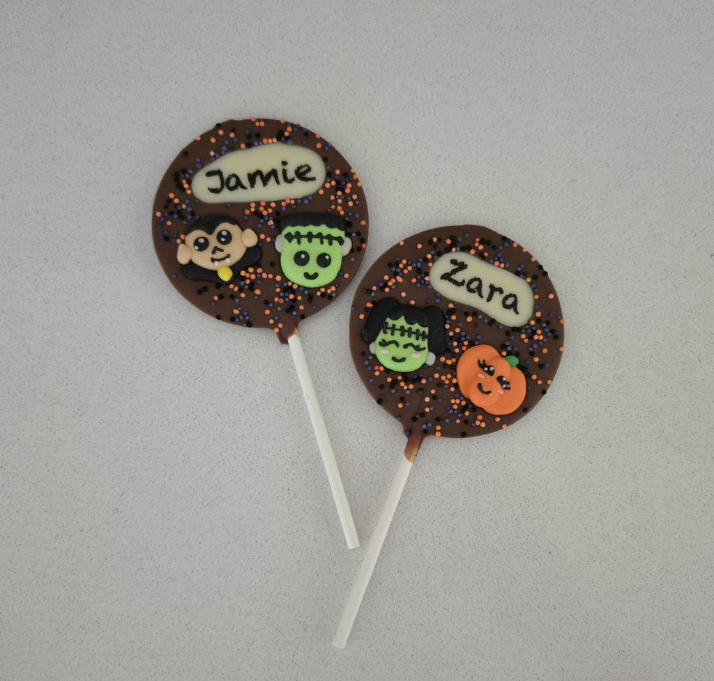 Halloween Personalised Chocolate Lolly with a name, Trick or Treat
