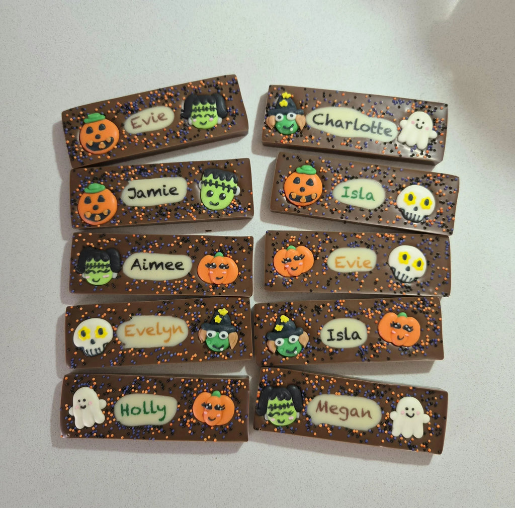Halloween Personalised Chocolate Bar with a Printed Name, Trick or Treat