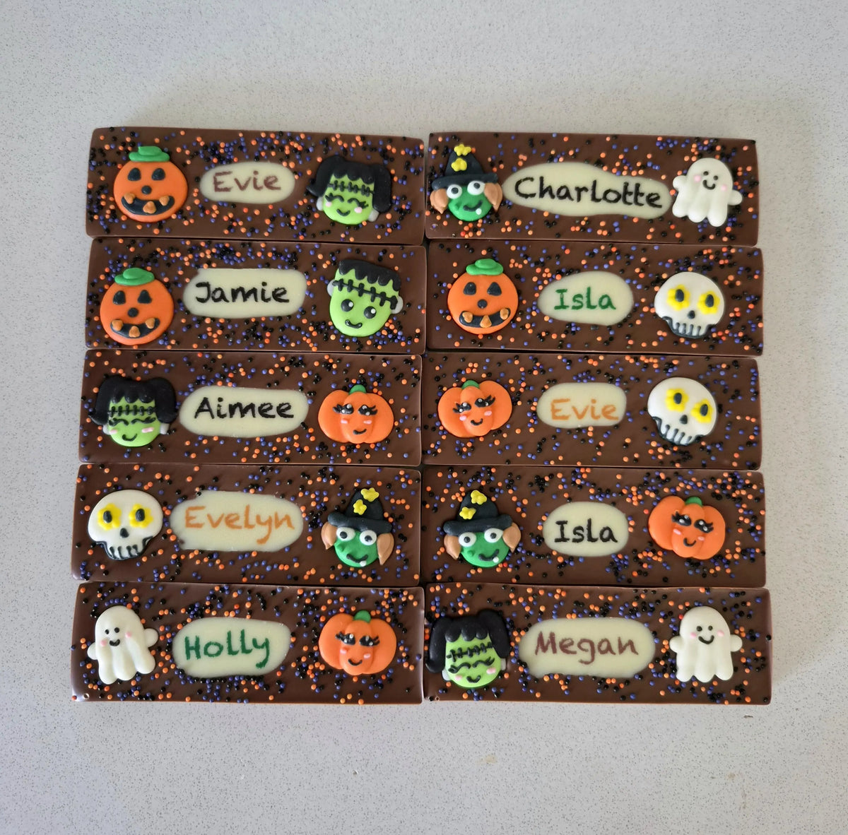 Halloween Personalised Chocolate Bar with a Printed Name, Trick or Treat